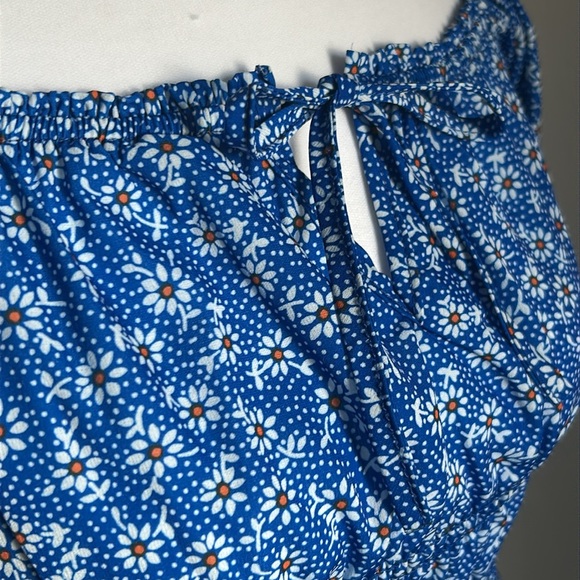 New Vigoss Women’s Smocked Drop Off the Shoulder Floral 3/4 Sleeve Peasant Top - Picture 3 of 12